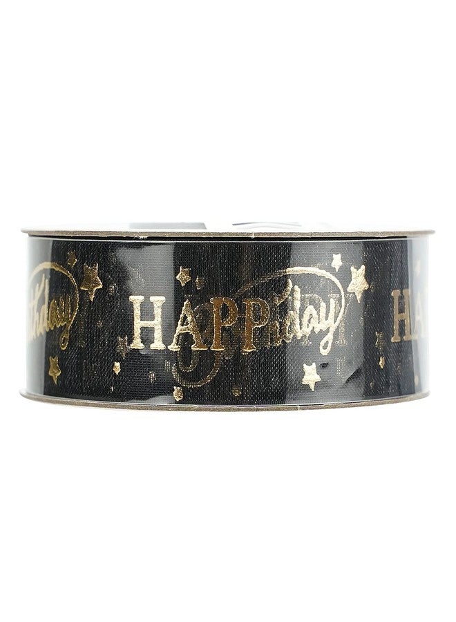 HUIHUANG Happy Birthday Ribbon Roll Gold Print Black Sheer Ribbon Gift Box Ribbon Party Decoration Gift Wrapping Organza Ribbon, Birthday Cake Ribbon (3/4 inch x 20 Yards) - Image 4